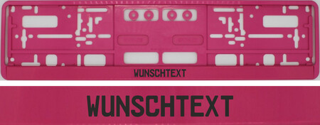 Kennzeichenhalter mit Wunschtext pink chrom - pro Paar - Schilder online  kaufen